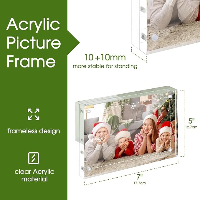 SYNTRIFIC 20 PACK Magnetic Picture Frame,5X7 Acrylic Frame Double Sided Picture Frame,20mm Thickness Magnetic Premium Acrylic Picture Frames Gifts Ideal - Image 2