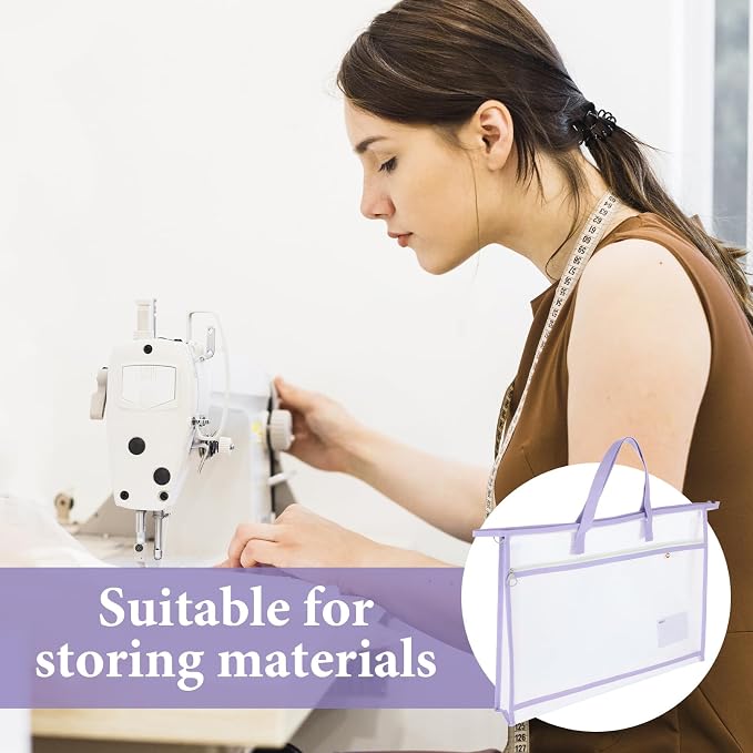 3 Pack Sewing Project Bag 17.72x12.99 Inches Craft Storage for Quilters Art Portfolio Bags with Handle and Zipper Mesh Folder Organizers for Artworks Charts Poster Scrapbook - Image 6
