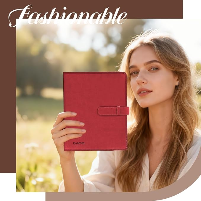 Plinyvel Red Leather Sketchbook Cover 5.5x8.5, Travel Drawing Portfolio | Portable sketch kit organizer, pencil holder, Fits 5.5x8.5 Sketch Book, Spiral Pad, Compact artist storage case - Image 2