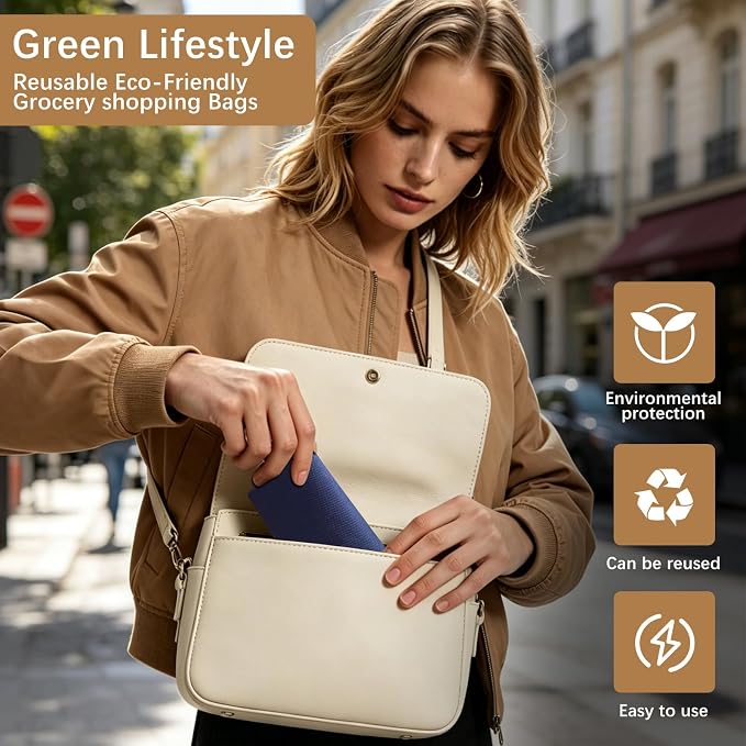 Reusable Grocery Bags 12.6 * 6.3 * 11.8 in - Non Woven Totes Bag with Reinforced Handles, Shopping Bags Bulk - Image 5