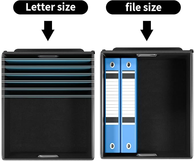 File Organizer Box with Lids, Collapsible File Folder Organizer | File Box with Plastic Slides for Document, Filing Bin for Letter Size Hanging File Folders (4 Pack, Black & White Lattice) - Image 3