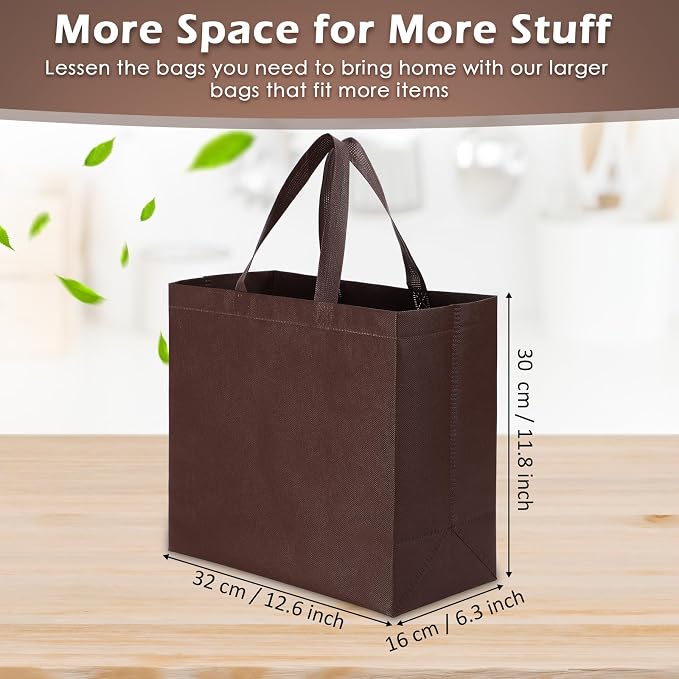 Reginary 100 PCS Non Woven Tote Bags Bulk,Brown | Reusable Shopping Bags with Handles, Stores, Groceries Markets, Events Gift, Party Supplies - Image 3