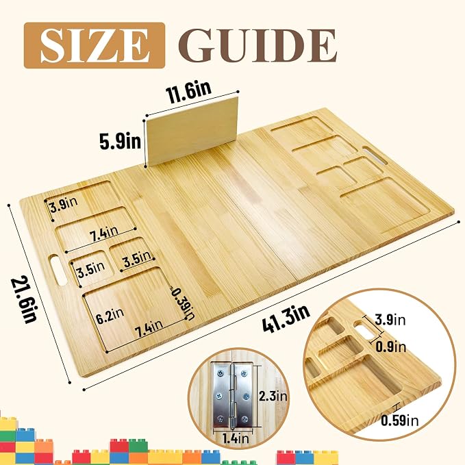 Building Baseplate Table with Storage, Large Activity Building Tray Board for Kids, Adults & Seniors, Multi-Functional Sensory Play Table for Organizing and Displaying Creative Projects - Image 3
