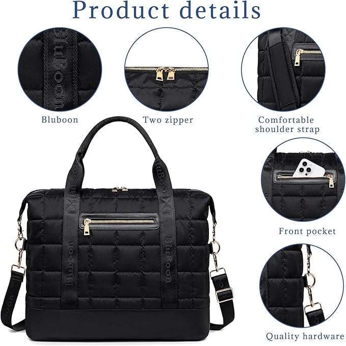 Bluboon Travel Tote Bags with Zipper Ladies Canvas Bag Weekender Overnight Bag for Women Carry on Duffel Bag Trolley Sleeve - Image 5