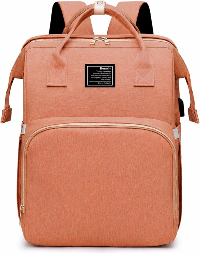 houscly Diaper Bag Backpack with Changing Station, 25L Large Capacity | Multifunction baby bag, baby registry search, baby girl newborn essentials must haves, baby shower gifts, Peach Pink by houscly