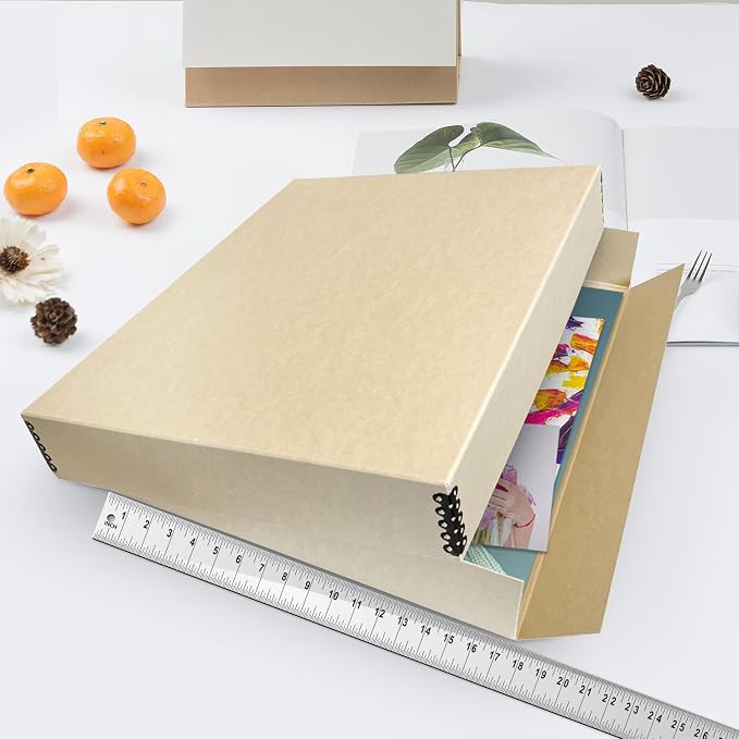 Lineco Museum Archival Storage Box, Drop Front, 17.75x22.75x3 in, Tan | Acid-Free with Metal Edge, Preserves Picture Longevity, Organize Photos, Newspapers, Prints, Documents, Crafts, DIY - Image 4