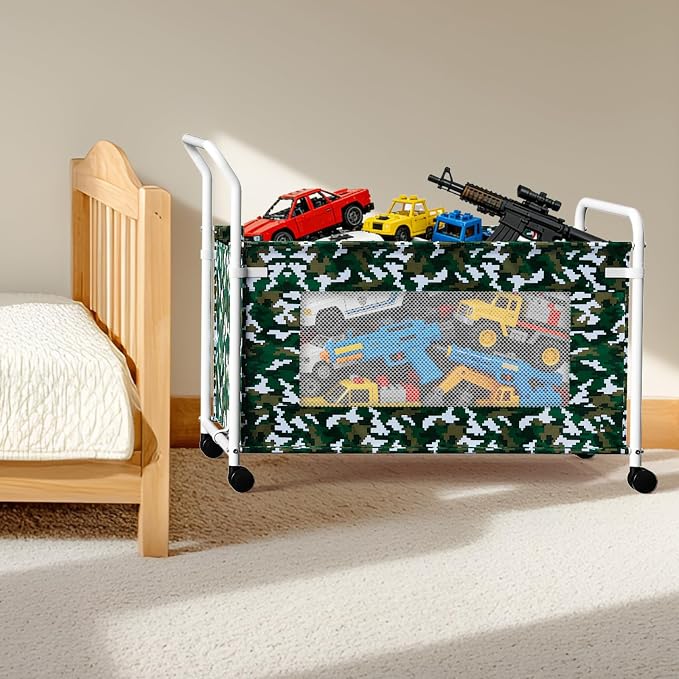 KEEGH Extra Large Toy Box for Kids, Heavy Duty Toy Storage, Camouflage | 180 L Capacity, 360° Rotating Wheels, Durable Fabric, Toy Bin for Boys and Girls, Toy Chest for Living Room, Nursery, Bedroom - Image 7
