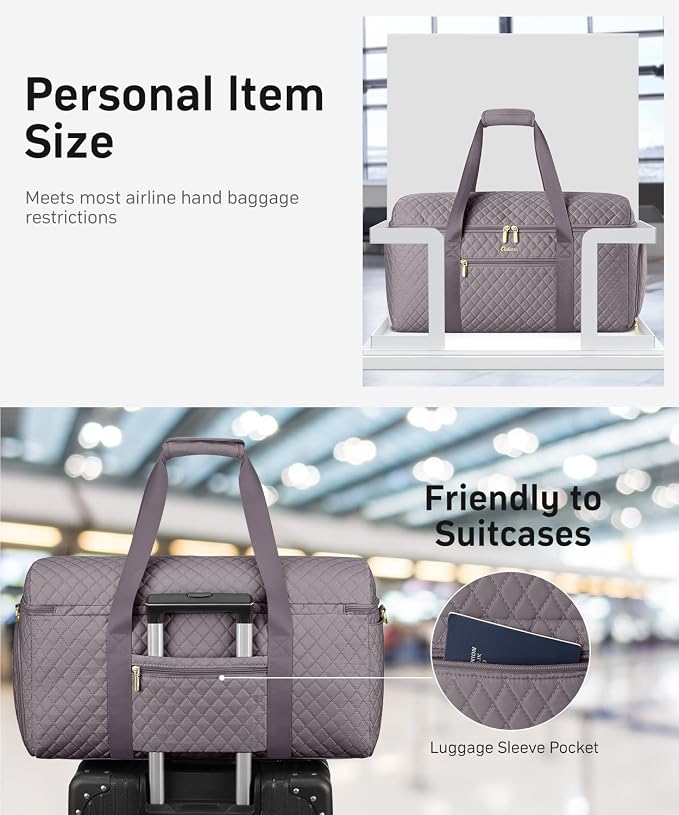 Travel Bags for Women Wide Open Large weekender Duffle Bag with Shoe Compartment Overnight Hospital Bag For Women Labor Delivery Carry on Bag Personal Item Travel Bag with Wet Pocket Purple Grey - Image 6