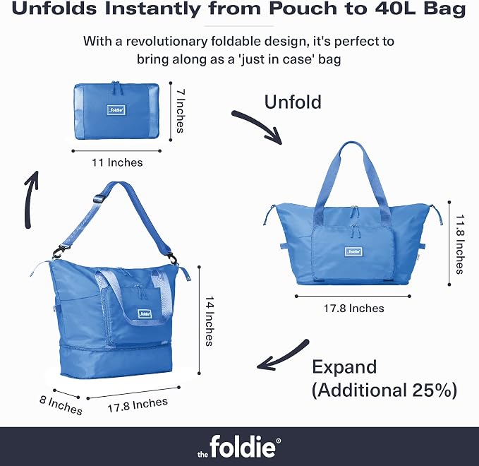 The Foldie Foldable Travel Bag for Women - 40L Weekender Bag with Multiple Pockets - Carry On Expendable Travel Bag - Image 2