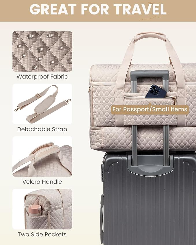 LOVEVOOK Large Travel Duffle Bag, Weekender Bags for Women With Shoe Compartment, Overnight Hospital Bag For Women Labor Delivery, Carry on Bag Personal Item Travel Bag, Yoga Gym Duffel Bag - Image 5