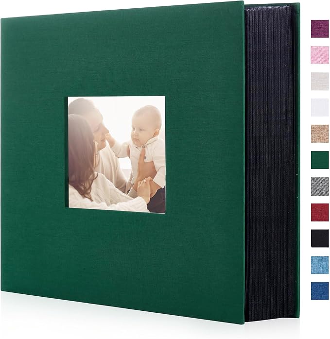 Photo Album 6x4 600 Pockets Slip in Large Capacity Album for Family Wedding Anniversary Linen Album Book Holds 600 Horizontal and Vertical 10x15cm Photos(600 Pockets, Dark Green) by Miaikoe