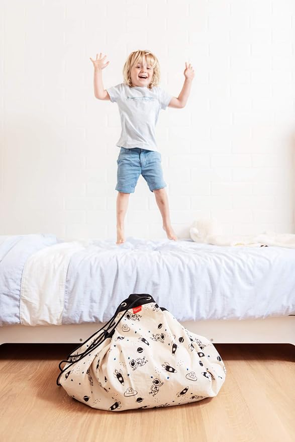 Play & Go Drawstring Play Mat Storage Bag for Children - Kids Toy Storage Organizer - Drawstring Toy Bag - Large 55" Play Mat for Toddlers Toys and Bag for Storage - Fluorescent - Image 5