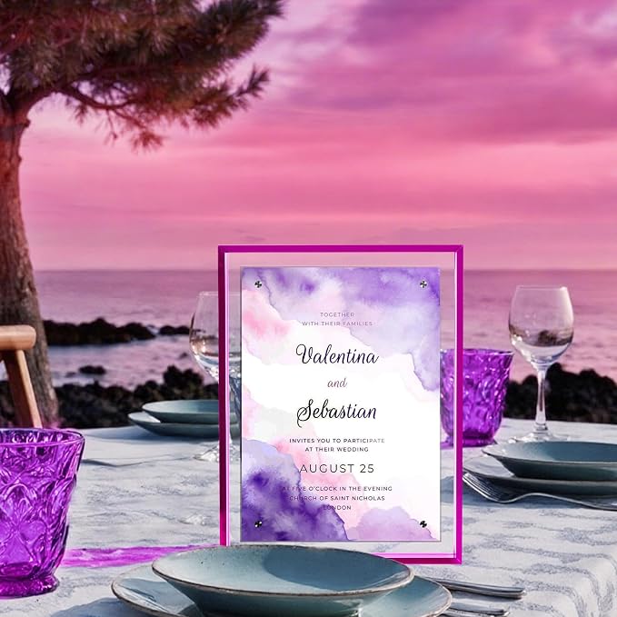 5x7 Picture Frame Acrylic Magnetic Wall Mounting/Self Standing Frame | Wall Hanging/Tabletop Display, Fits 5x7/5x5/4x6, Colored Floating Picture Frame, Horizontal and Vertical (Purple, 1 Pack) - Image 7