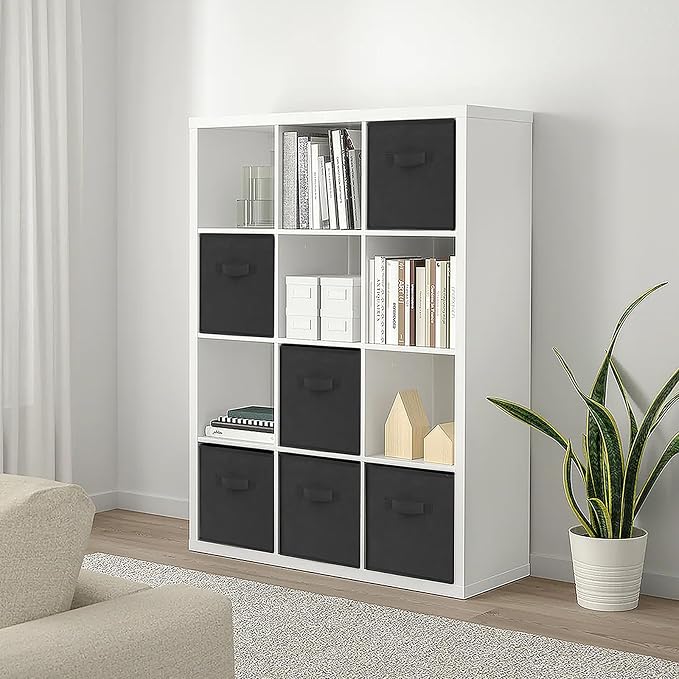 Large Storage Cubes- 13 Inch Cube Storage Bins for Organizing Shelves Kallax - Nursery Closet Organization Bins for Clothes Blanket - 10 Pack Collapsible Decorative Storage Box for Magazines (Black) - Image 7