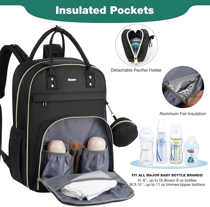 Diaper Backpack for Women Large Capacity with Insulated Pockets Diaper Bags For Baby Girl Boy Waterproof Baby Bags - Image 3