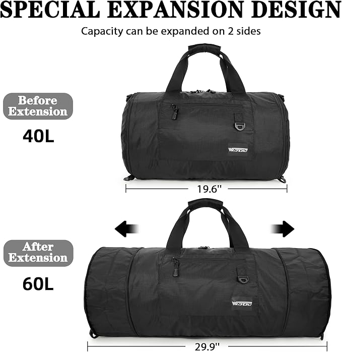 Wildroad Gym Bags for Men & Expandable Canvas Duffle Bag - 50l Travel Kit | Gifts for Men, Holiday Birthday Gift for Dad, Husband & Partner, Carry-on Size - Image 4
