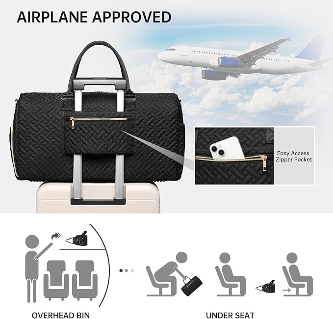 Duffle Bag for Travel, Weekender Bag with Shoe Compartment, Carry On Overnight Bag for Women with Toiletry Bag, Gym Bag with Wet Pocket, Hospital Bags for Labor and Delivery Beige - Image 3