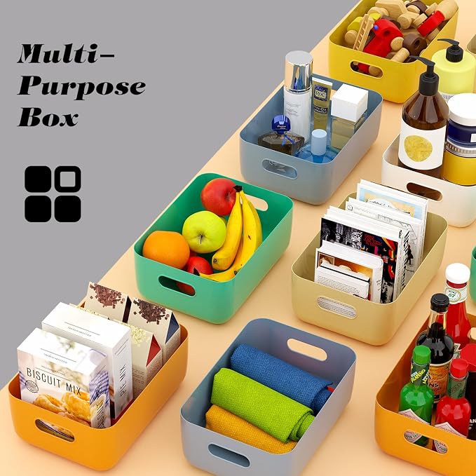 OWill 12 PCS Plastic Storage Bins and Baskets for Efficient Home Classroom Organization Small Containers in Multicolour for Kitchen, Cupboard box, and Bathroom Organizer on Shelves and Tubs - Image 6