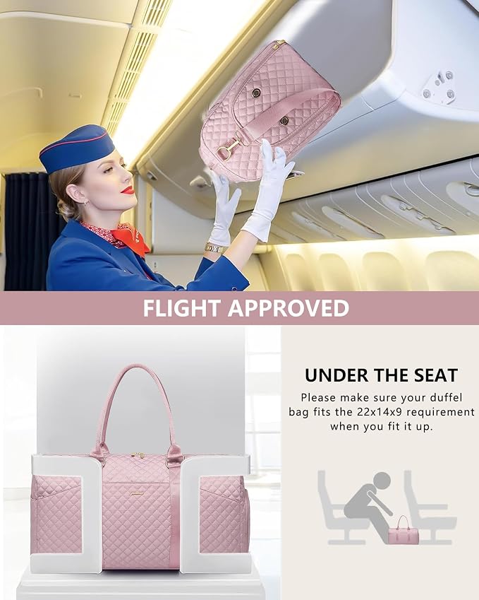 Women Weekender Travel Duffle Bag: Travel Duffel Overnight Bags with Shoe Compartment Large Carry on Tote with Toiletry Bag Weekend Traveling Yoga Gym Hospital Bag for Women with Wet Pocket Pink - Image 7