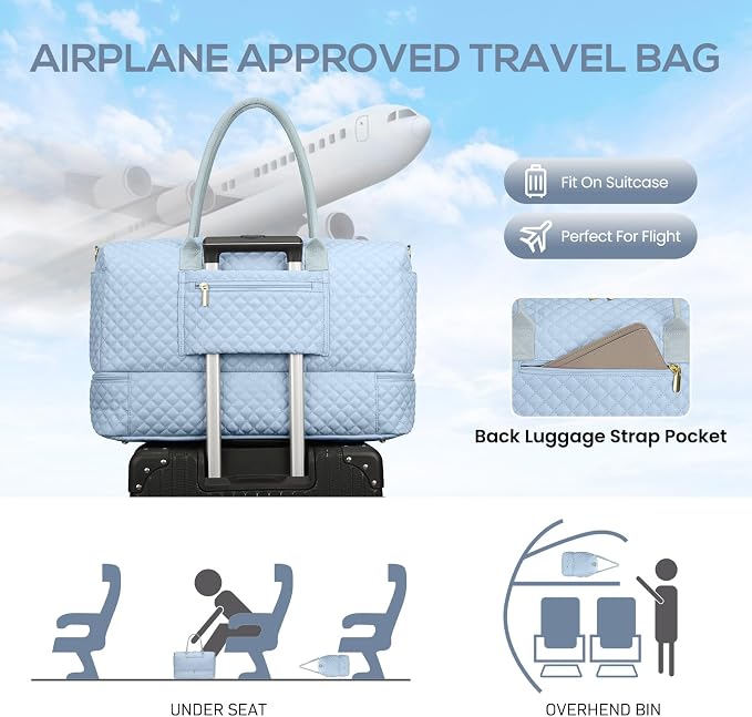 Travel Weekender Bags for Women: Duffle Bag with Shoe Compartment Overnight | 40L Capacity for 5 Day Trip Waterproof Durable Toiletry Bag Wet Pocket for Damp Items Suitable for Weekend Trips Hospital - Image 8