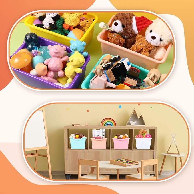 36 Pcs Book Bins for Classroom Plastic Cubby Bins Bright Color | Scoop Front Storage Bins for Classroom Library Stackable Toy Containers for School Office Home Nursery Playroom - Image 5