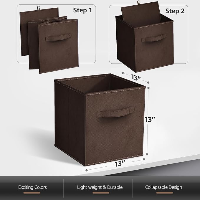Sorbus 13 Inch Storage Bins - Sturdy Collapsible Fabric Storage Cubes with Handle - 8 Foldable Baskets for Organizing Clothes, Toys, Books - Storage Baskets for Shelves, Closets - Image 7
