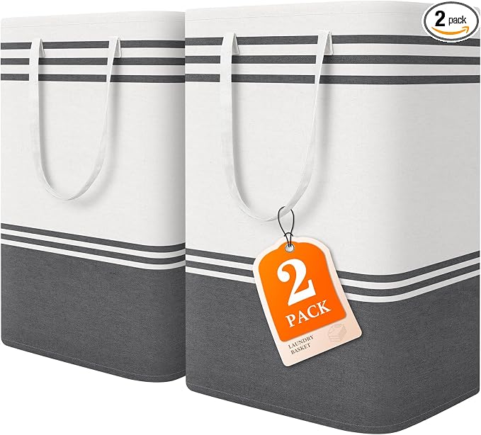 2 Pack Large Laundry Baskets, Laundry Hampers for Dorm, Bathroom, Room 75L | Freestanding, Waterproof, Collapsible Clothes Bags with Reinforced Handles - Foldable Dirty Clothes Baskets Laundry Bins by EpicTotes