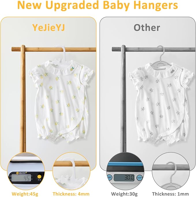 80 Pack Baby Hangers with 32 Clips 11-15 Inch Adjustable Kid Hanger White | Multifunctional Children Hanger for Girl Boy Toddler Kids Child - Image 7