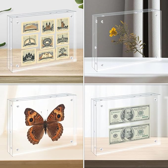Egofine A4 Acrylic Frames 2 Pack, 20mm Thicker Frameless Clear Picture Frames, Double Sided Magnetic Picture Frames, Free Standing Desktop Display - Image 7