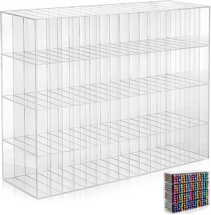 Colingmill Acrylic Marker Organizer for 256 Markers, Extra Large Art Marker Storage Rack for Desk, Back to School Supplies Durable Desk Storage for Artists Teachers Students Office(Medium) by Colingmill