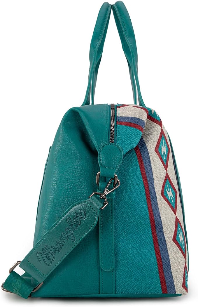 Wrangler Duffel Bag for Women Large Travel Weekender Bag Designer Aztec Carry On Bags, Turquoise - Image 4