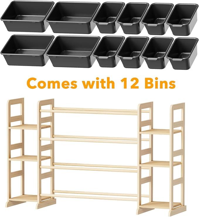 SpaceAid Toy Storage Organizer with 6 Shelves and 12 Bins, Toy Organizers Storage Bookshelf, Kids Bin Shelf Toys Box Bookcase for Bedroom Playroom Organization Room Decor, True Black - Image 7