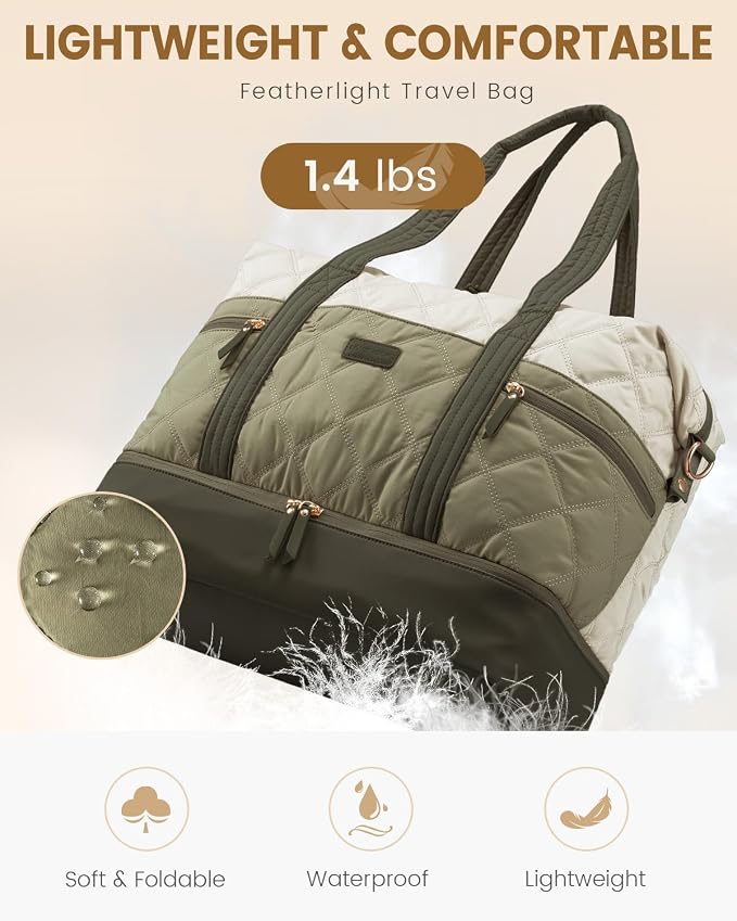 LOVEVOOK Travel Duffle Bag, Lightweight Weekender Bags for Women 40L | Shoe Compartment, Puffer Gym Bag Personal Item Travel Bag, Carry On Overnight Bags,Hospital Bag for Labor and Delivery - Image 7