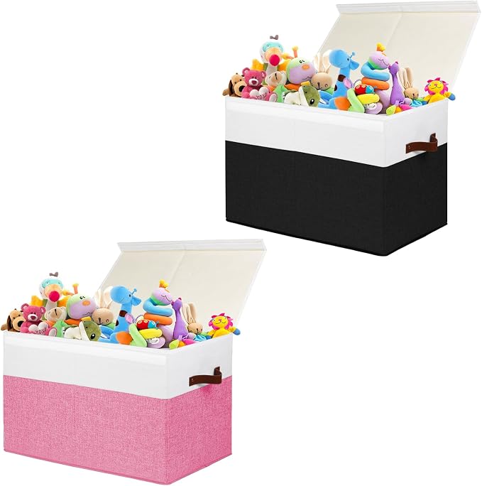 Gowee Toy Box Chest, Collapsible Sturdy Storage Bins with Lids by Gowee