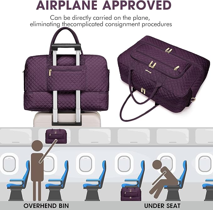 Travel Duffle Bag Weekender for Women - Carry-On Overnight Bag Personal Item Bag with Shoe Compartment & Wet Pocket Large Weekend Tote Bags with Toiletry Bag Hospital Bags for Labor and Delivery - Image 5