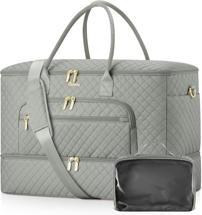 Travel Duffle Bag, Wide Open Large Weekender Bag for Women with Shoe Compartment, Carry on Overnight Bags with Toiletry Bag, Hospital Bag for Women Labor Delivery with Wet Pocket (Dark Green) by Unknown