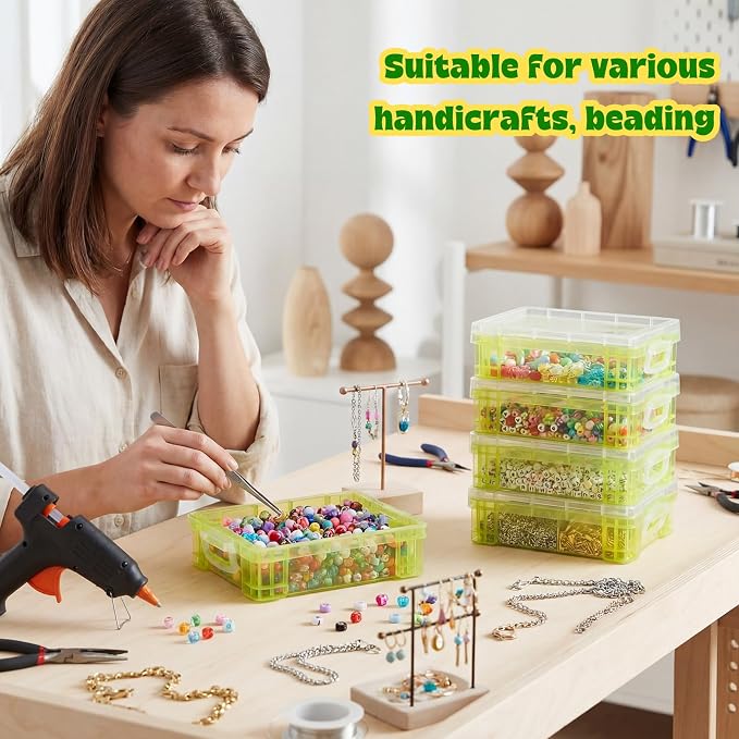 Suzile 40 Pcs Plastic Crayon Boxes Holds 24 Crayon with Snap Lid Storage Container Clear Stackable Case for School Office Classroom Supplies Pen Pencil Craft(Green) - Image 7