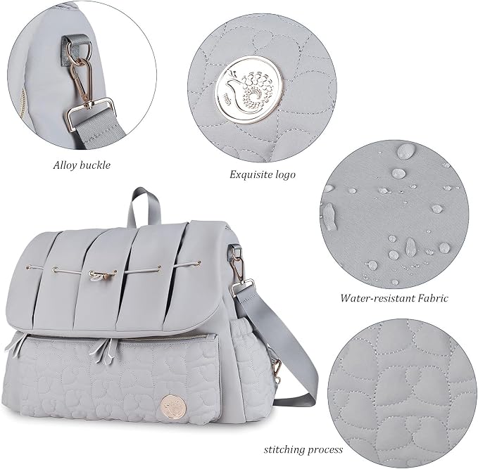 Diaper Bag Tote Baby Changing Bag Large Multifunction Baby Bags for Mom | Large Capacity, Durable, Splash-Proof, Adjustable Shoulder Straps, Hooks, Moms, Travel, Outdoor, Hiking, Outings - Image 6