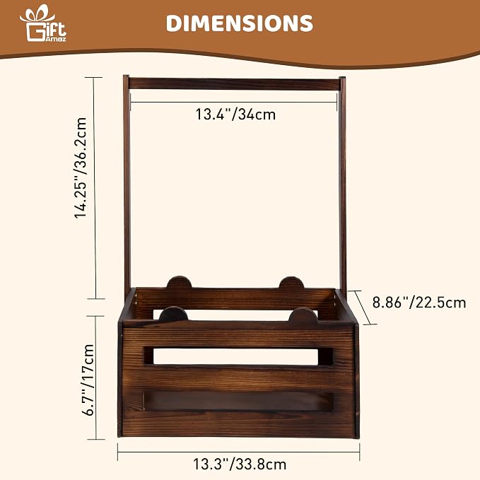 GiftAmaz Brown Wooden Baby Shower Crate Closet, Baby Storage Crate with Handle, Baby Shower Gifts Basket, Baby Welcome Box for Newborn Boys Girls, Pregnancy Gifts for New Parents - Image 3