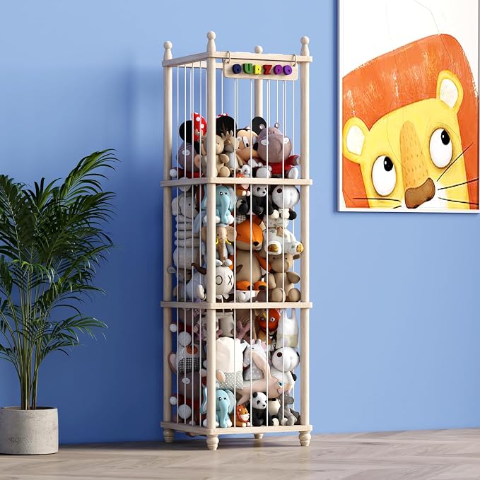 Stuffed Animal Storage Wood Toy Storage Organizer, Upgraded Design from Bean Bag Stuffed Animal Hammock Plushie Net, Large Toy Chest Stuffed animal holder for Kids Nursery Playroom Bedroom （XL） by TdymzdwHomeStorage