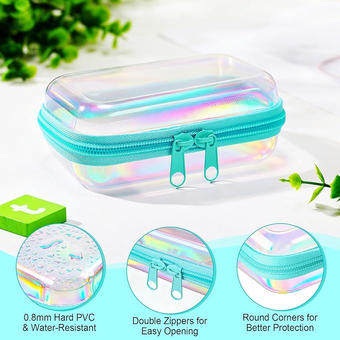 Sanwuta 6 Clear Hard Zipper Case,Holographic,5 X 3 X 2 Inch | Pencil Case Pouches ,Makeup Bag,Plastic Toiletry Diaper Bag ,Travel Toy Storage,Waterproof Organizer Bins - Image 3