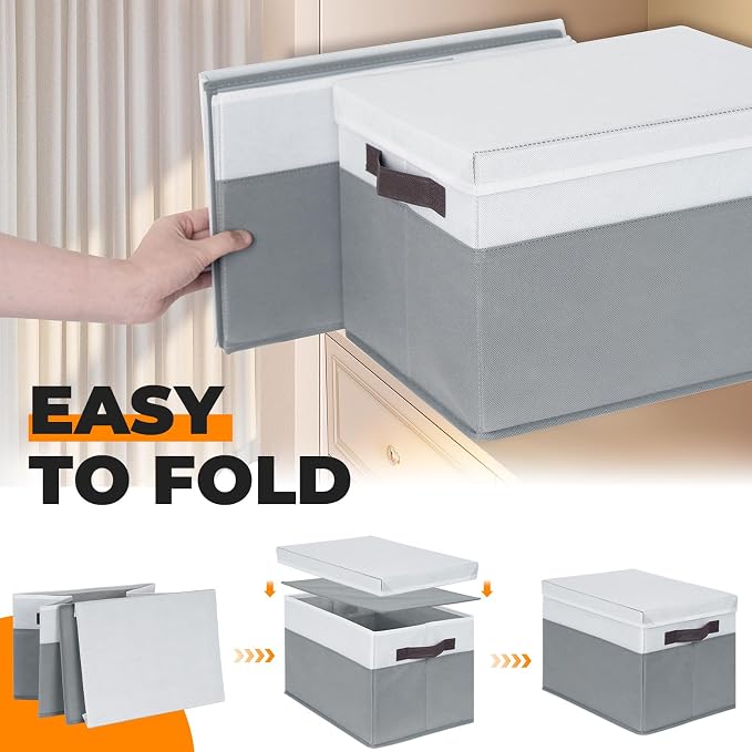 8 Pack Closet Storage Bins with Lids - Stackable Storage Baskets for Organizing Clothes Toys Blankets - Odorless for Baby Nursery Organization and Storage Boxes Totes for Bedroom Dorm Room - Image 7