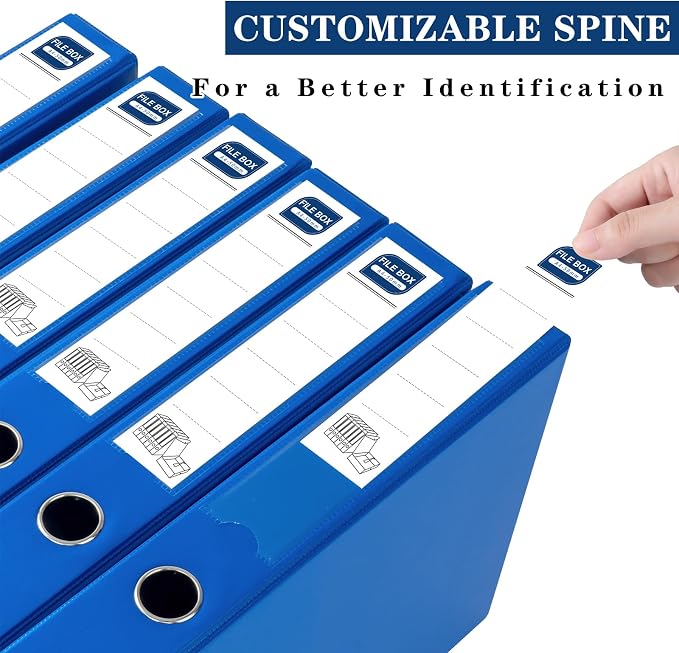 Storage File Boxes, 6 Pack Foldable File Boxes, 50mm Spine, Blue | Archives Cases with Magnetic Closure & Clip, Plastic Document File Folder Paper Storage Organizer - Image 6