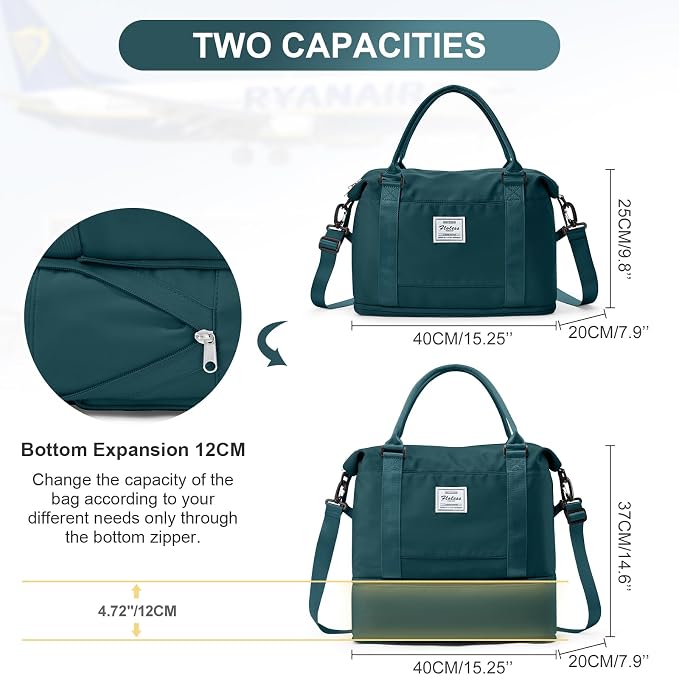 Travel Duffel Weekender Bag Women Tote Carry On Bags With Shoe Compartment | 18x14x8 inches Travel Overnight Bags with Trolley Sleeve for Airplanes Sport Tote Gym for Men Lightweight Daypack Blue. - Image 4