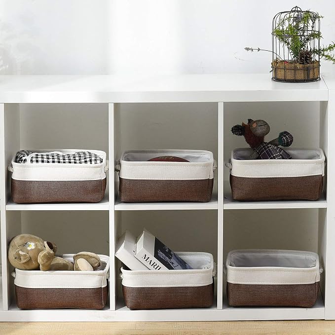 Small Storage Baskets for Shelves,Fabric Storage Baskets for Closet,Rectangular Collapsible Baskets for organizing Clothes,Books,Gifts - Image 8