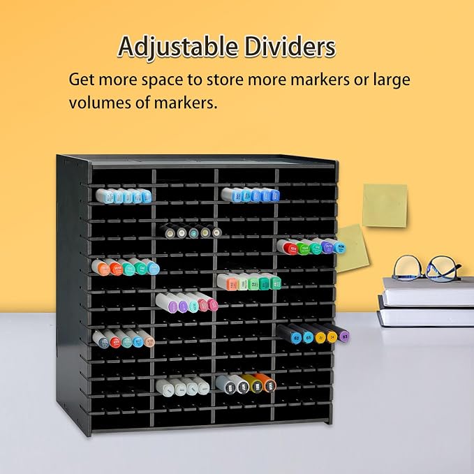 Marker Pen Organizer Holder for 240 Markers Black | Craft Art Supply Storage Rack, Desktop Art Marker Pens Colored Pencils Holder Storage Case for Home Classroom Office - Image 4