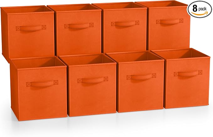Sorbus Fabric Storage Cubes - 8 Foldable Storage Bins for Organizing Pantry, Cubbies, Toy Box - Clothes Storage & Closet Organizer - 11 Inch Collapsible Cube Baskets for Shelves with Handle by Sorbus