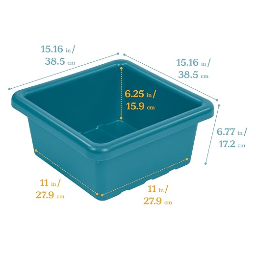 ECR4Kids Stackable Square Bins with Non-Snap Lids, Multipurpose Organization, Turquoise, 2-Pack - Image 2
