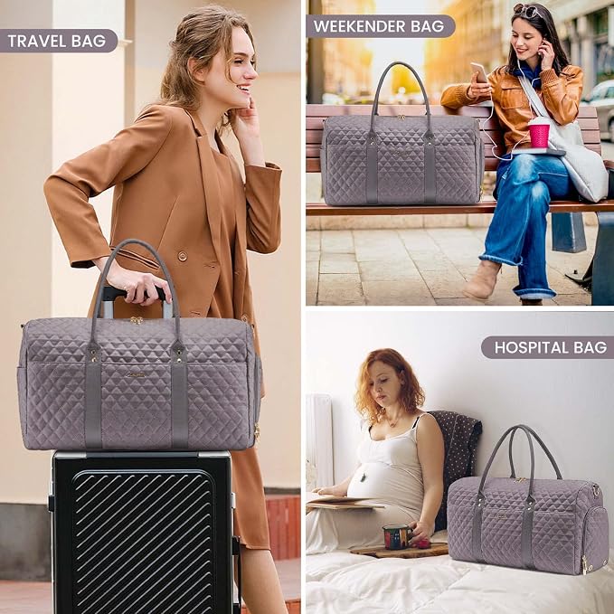 LOVEVOOK Travel Duffle Bag,Weekender Bags for Women Overnight Bag with Shoe Compartment, Carry on with Toiletry Bag,Duffel Bag with Wet Pocket,Hospital Bags for Labor and Delivery - Image 6