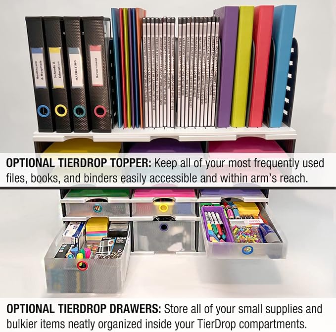 Ultimate Office TierDrop Desktop Organizer, 12 Compartment Sorter, 3-Wide | Sorts documents, forms, mail for office or classroom; modular no-tool assembly design, easily expands with add-on tiers - Image 6